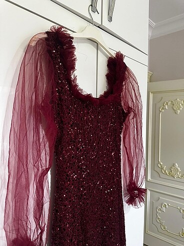 Borda balon kol abiye - Görsel 4