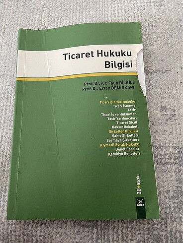 Ticaret hukuku bilgisi Dora 20. Baskı