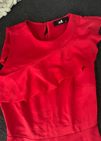 Kırmızı Fırfırlı Uzun Abiye Elbise - Görsel 6