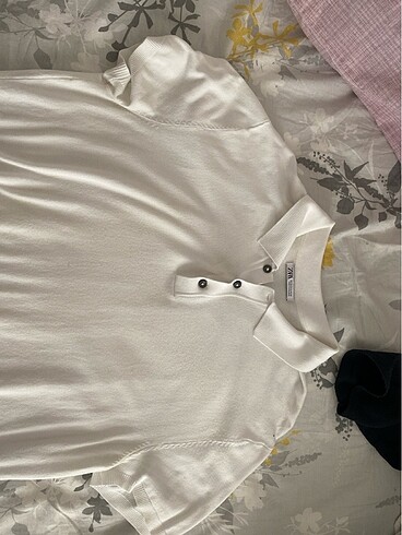 Zara Erkek Beyaz Polo Yaka Tshirt