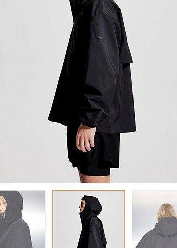 Siyah Kapüşonlu Kadın Kışlık Yağmurluk - Görsel 4
