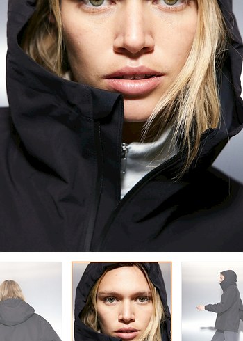 Siyah Kapüşonlu Kadın Kışlık Yağmurluk - Görsel 2