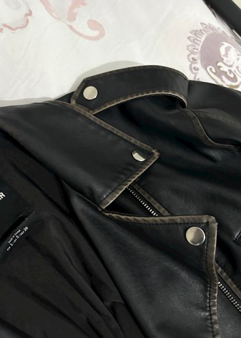 Pull&Bear Siyah Deri Biker Ceket - Görsel 5