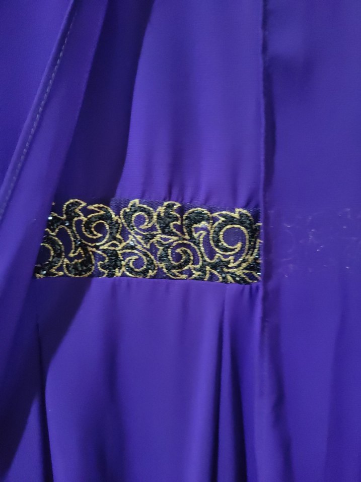 Mor Uzun Kollu Saten Salaş Elbise - Görsel 5