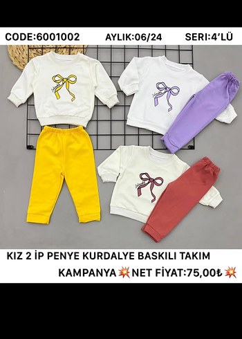 Gri Nakışlı Fiyonk Detaylı Bebek Takımı - Görsel 8