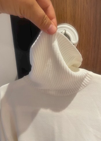 s Beden beyaz Renk Beyaz Boğazlı İnce Triko Kazak