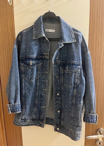 Düğmeli Mavi Kadın oversize Denim Ceket