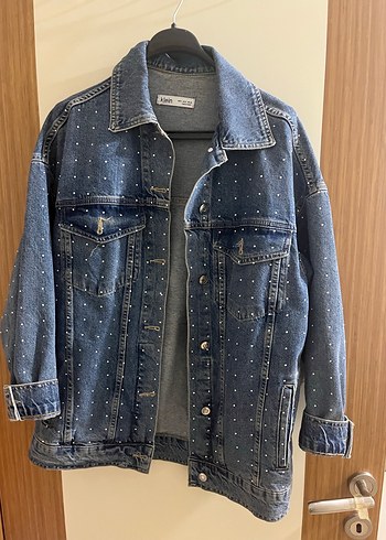 Diğer Düğmeli Mavi Kadın oversize Denim Ceket