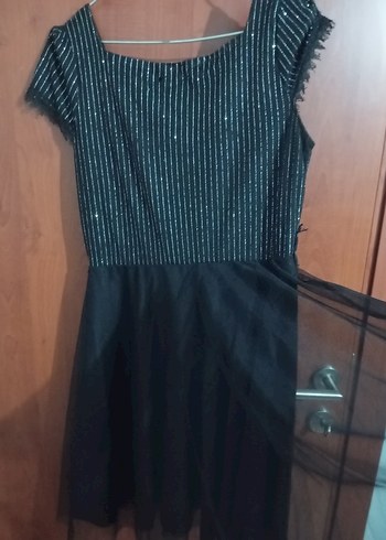 Siyah Piliseli Midi Abiye Elbise - Görsel 3