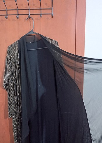 Altın Renk Çizgili Uzun Kadın Hırka - Görsel 2