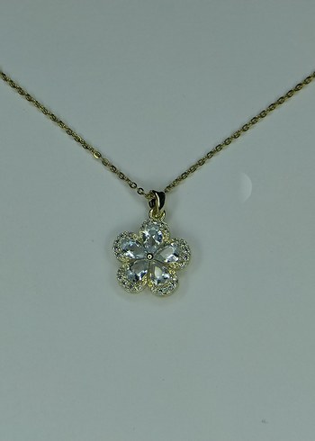 Altın Renkli Mini Çiçekli Zincir Kolye - Görsel 2