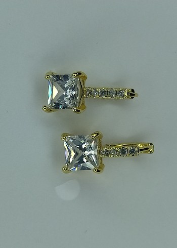 Altın Renkli Zirkon Taşlı Küpe - Görsel 2