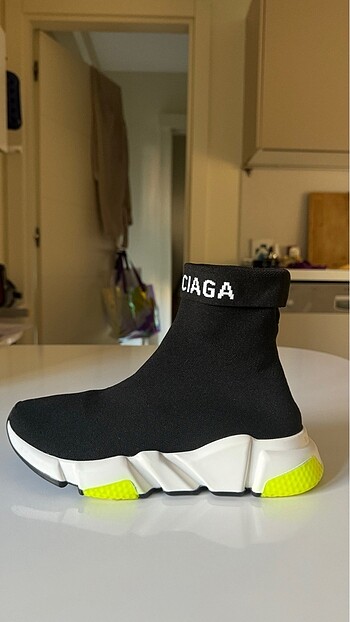 37 Beden siyah Renk Balenciaga Siyah-Beyaz Logolu Kadın Sneakers