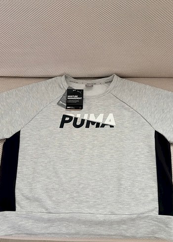 Puma Gri Melanj Bisiklet Yaka Sweatshirt