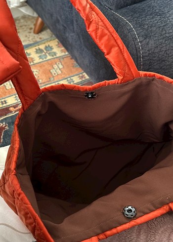 Kiremit Rengi Özel Dikim Çıtçıtlı Kadın Çantası - Görsel 8