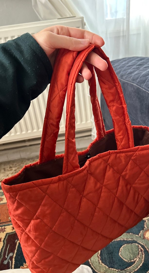 Kiremit Rengi Özel Dikim Çıtçıtlı Kadın Çantası - Görsel 3