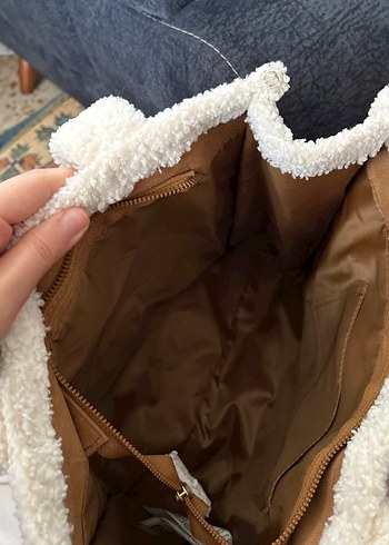 Lcw Kahverengi Süet Kürklü Kadın Çanta - Görsel 6