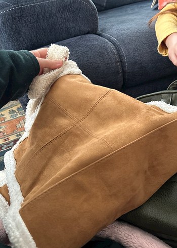 Lcw Kahverengi Süet Kürklü Kadın Çanta - Görsel 9