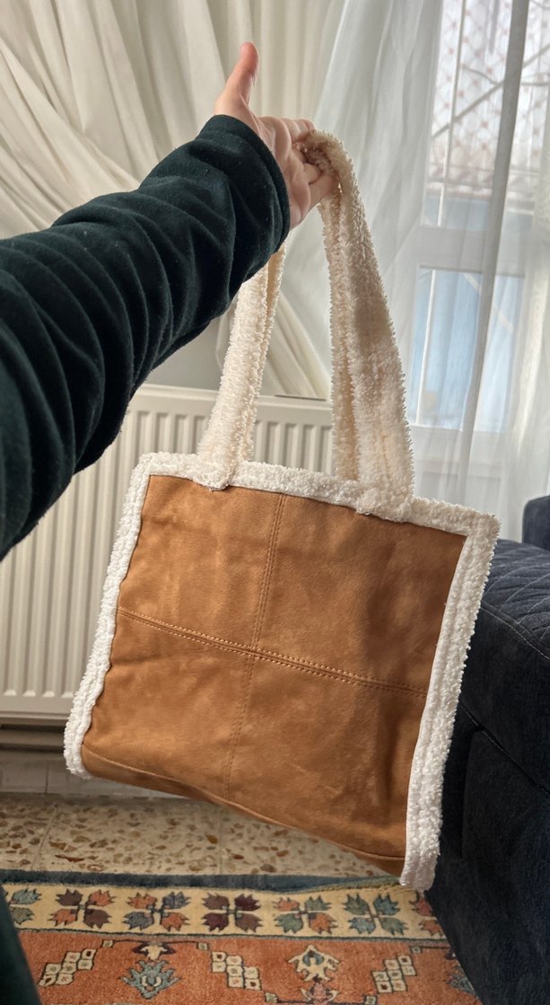 Lcw Kahverengi Süet Kürklü Kadın Çanta - Görsel 3