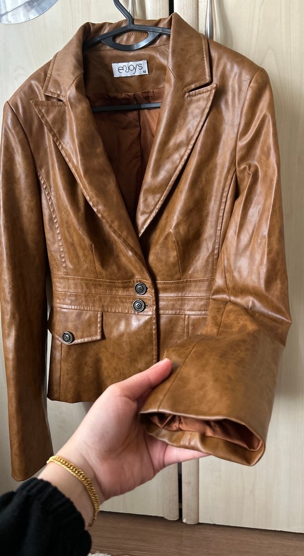 Vintage Deri Ceket Kadın - Görsel 5