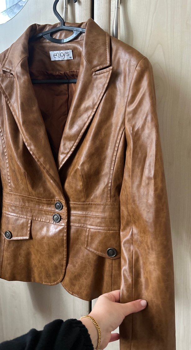 Vintage Deri Ceket Kadın - Görsel 4