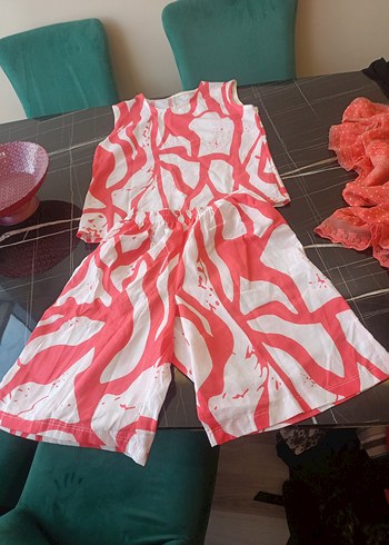 Pembe Bağcıklı kısakollu ve altüst şortlu takım tatilde giymelik - Görsel 5