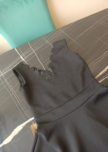 Siyah V Yakalı kısa Elbise - Görsel 2