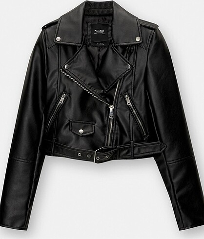 Suni deri biker ceket