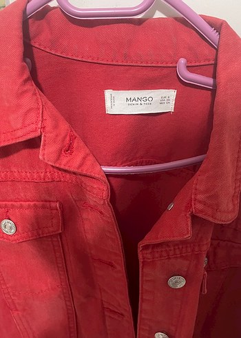 Mango Kirmizi Denim Ceket