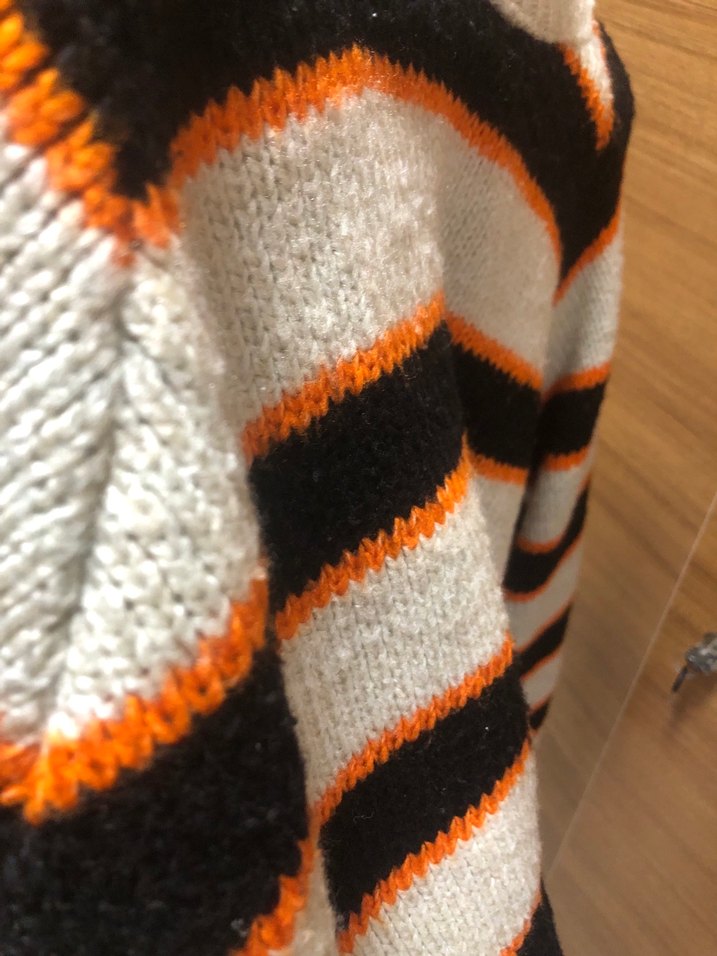 Gri Çizgili Örgü Kadın Kazak - Görsel 3