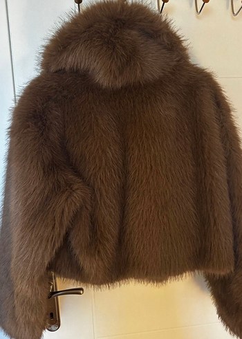 Kahverengi Kadın Kürk Detaylı Midi Ceket Zara - Görsel 3