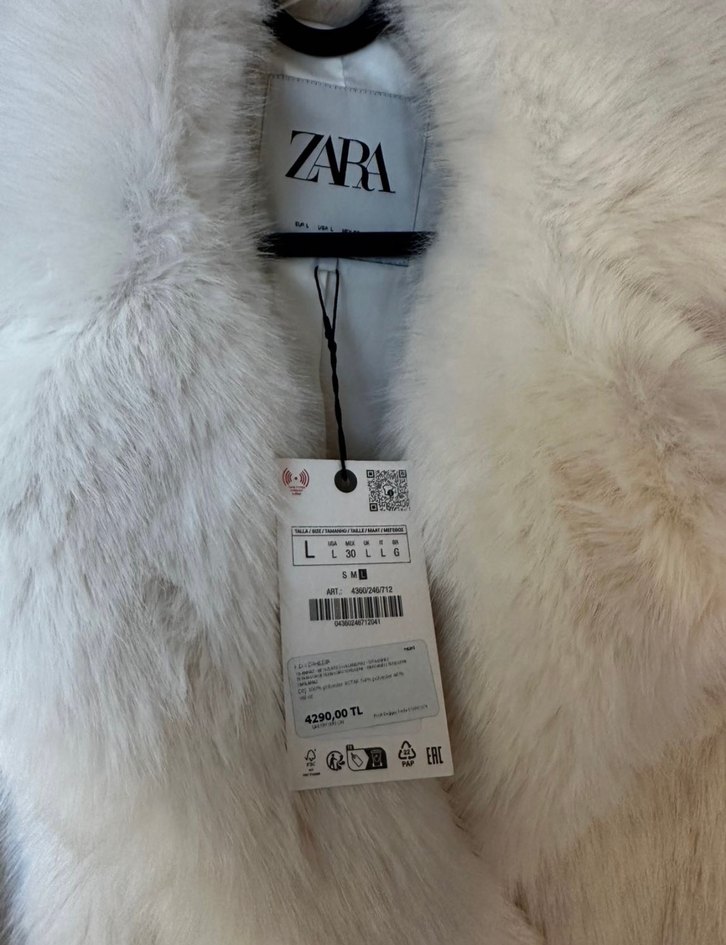 Beyaz Kadın Suni Kürk Palto - ZARA - Görsel 2