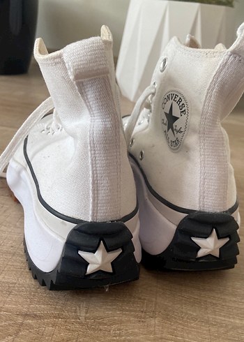 37 Beden Beyaz Bağcıklı Kadın Sneakers Wedge Topuklu
