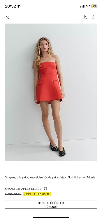 Zara Kırmızı Elbise Şortlu