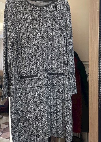 Gri Desenli Uzun Örgü Kadın Elbise - Görsel 2