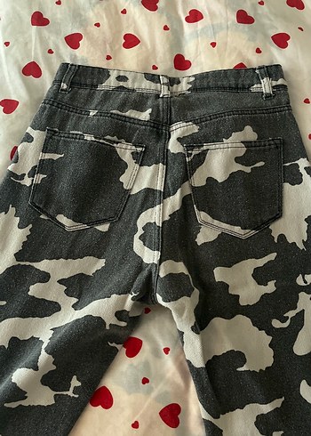 Gri inek Desenli Düğmeli Kadın Jean - Görsel 4