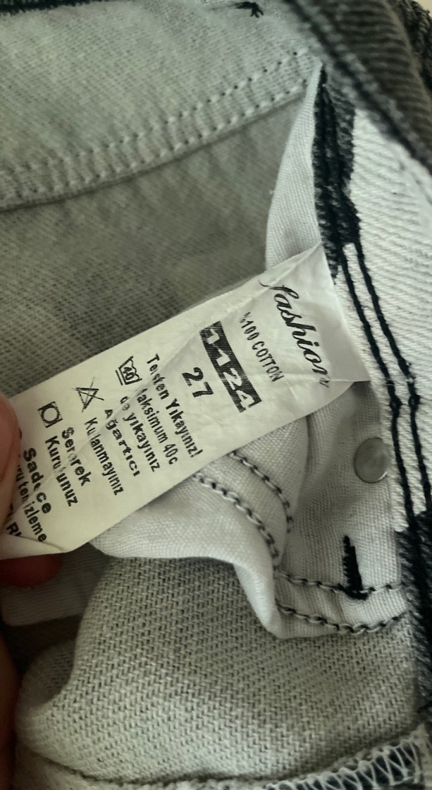 Gri inek Desenli Düğmeli Kadın Jean - Görsel 3