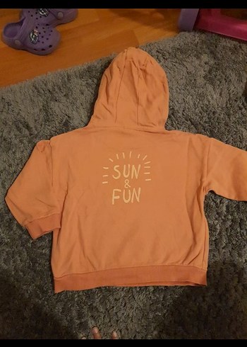 Kız Çocuk Kapüşonlu Kahverengi Sweatshirt - Görsel 3