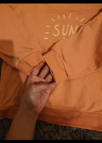 Kız Çocuk Kapüşonlu Kahverengi Sweatshirt - Görsel 5