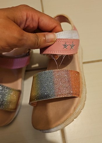 Kız Çocuk Çok Renkli Simli Bohem Sandalet - Görsel 2