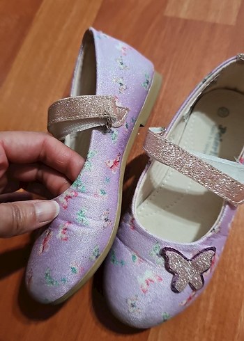 Kız Çocuk Mor Çiçekli Tokalı Babet - Görsel 3