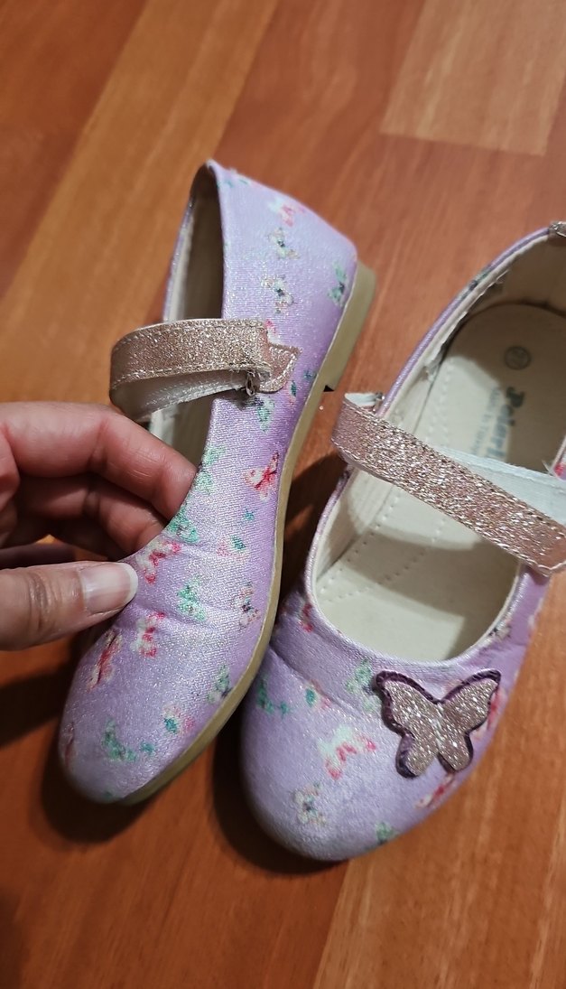 Kız Çocuk Mor Çiçekli Tokalı Babet - Görsel 3