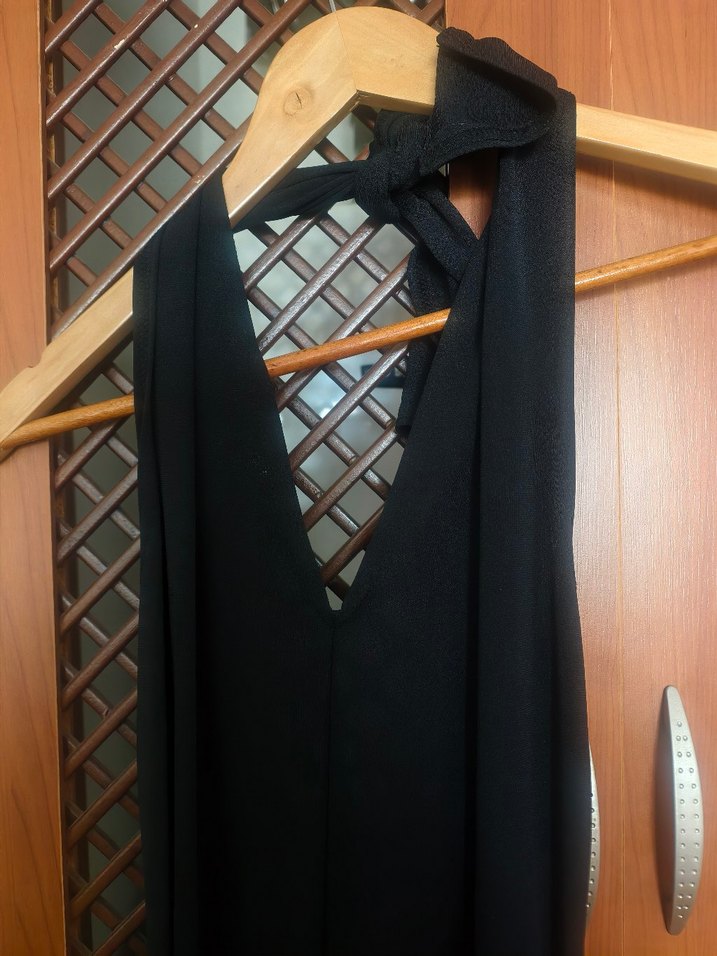 Siyah Kemerli Uzun Kadın Tulum - Görsel 3