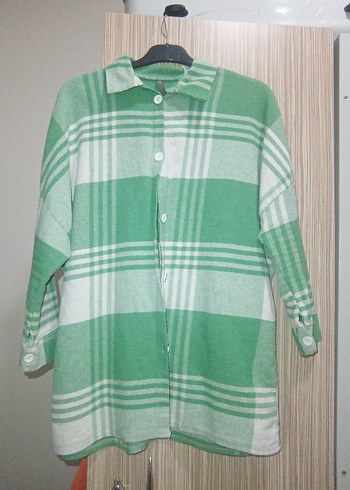 Düğmeli Yeşil Kadın oduncu gömlek - Görsel 2