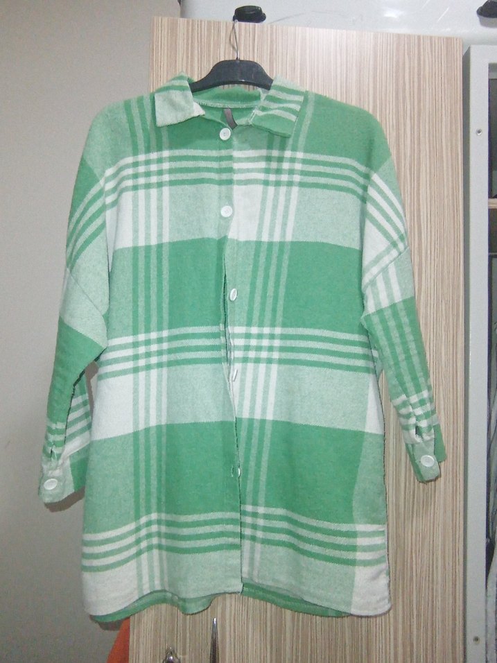 Düğmeli Yeşil Kadın oduncu gömlek - Görsel 2