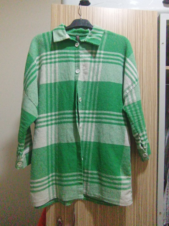 Düğmeli Yeşil Kadın oduncu gömlek - Görsel 4