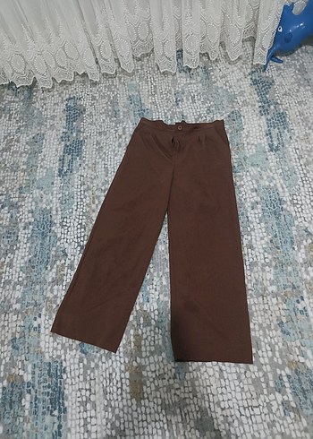 Kadın Kahverengi Pamuklu Bol Kesim Kumaş Pantolon - Görsel 3