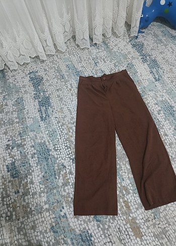 Kadın Kahverengi Pamuklu Bol Kesim Kumaş Pantolon - Görsel 2