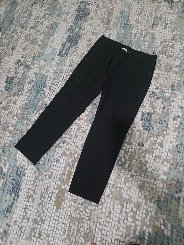 Düğmeli Siyah Kadın Denim Pantolon - Görsel 2