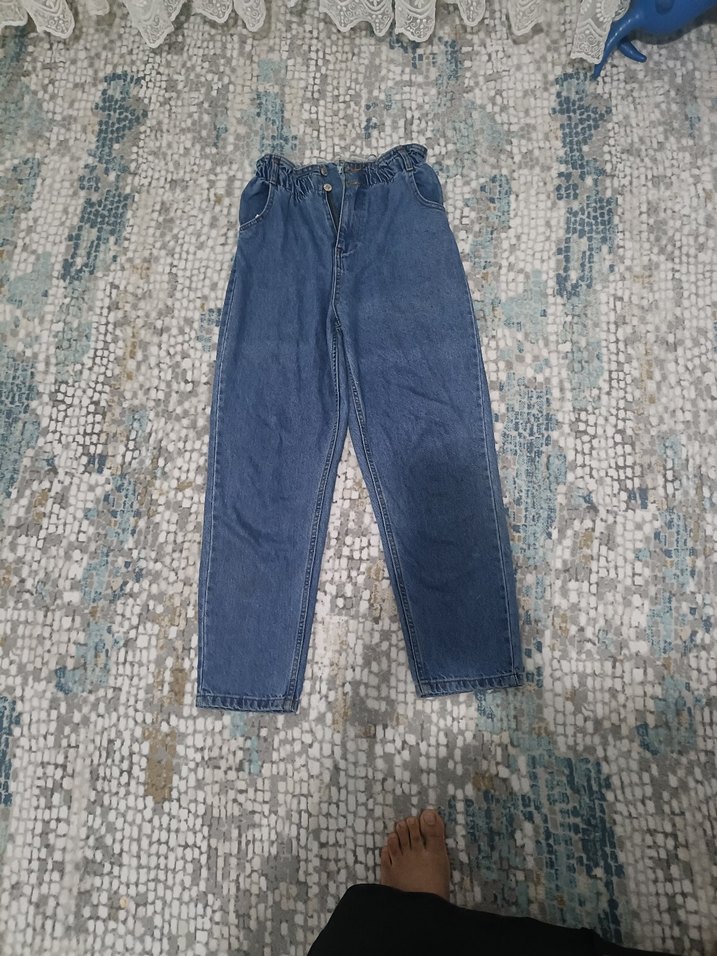 Kadın Mavi Loose Fit Kot Pantolon - Görsel 3